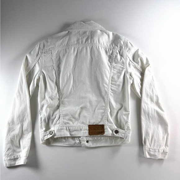 Vintage Polo Ralph Lauren Denim Trucker Jacket White Medium Oversized Boxy - Picture 4 of 12